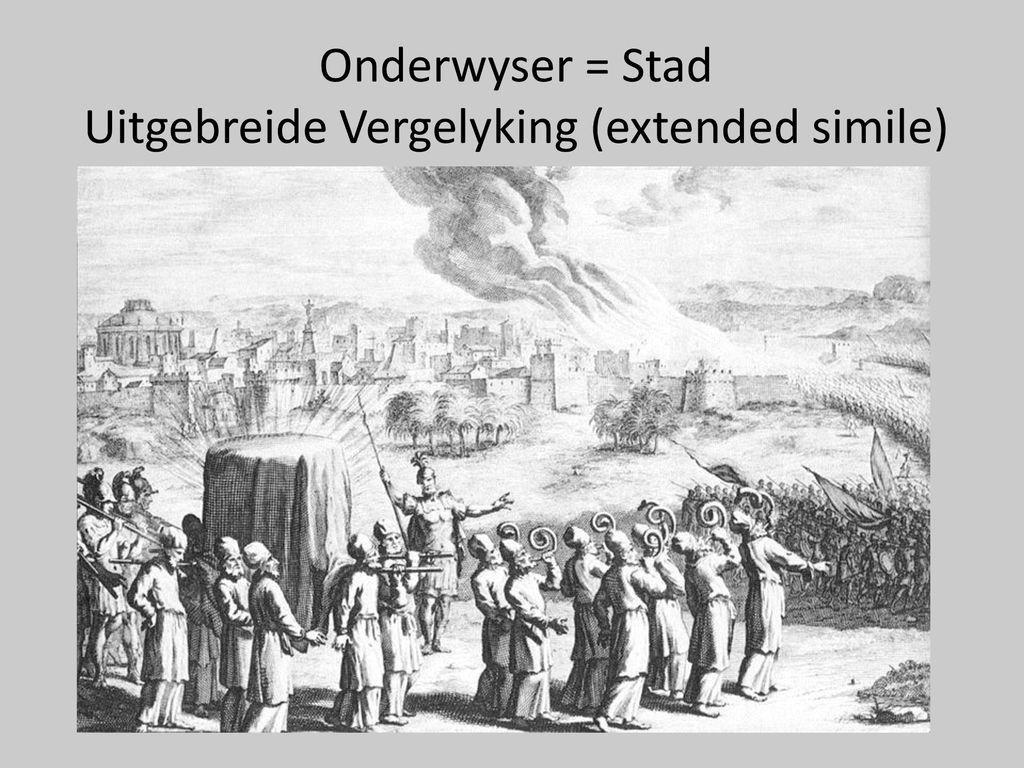 Onderwyser = Stad Uitgebreide Vergelyking (extended simile)