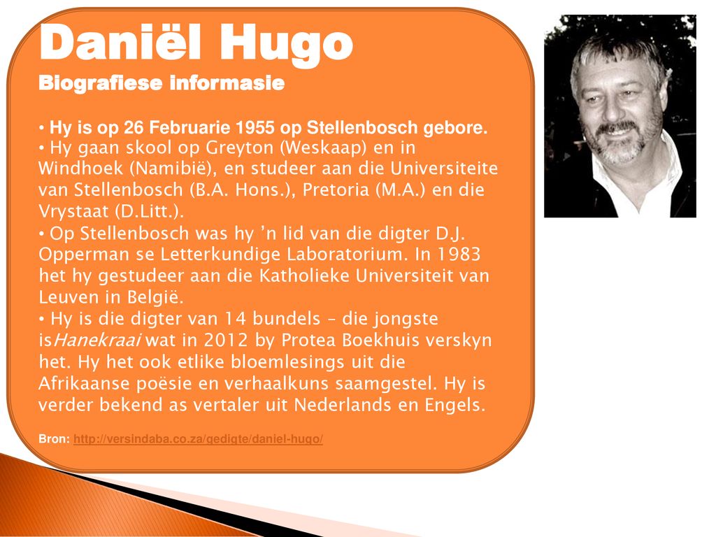 Daniël Hugo Biografiese informasie