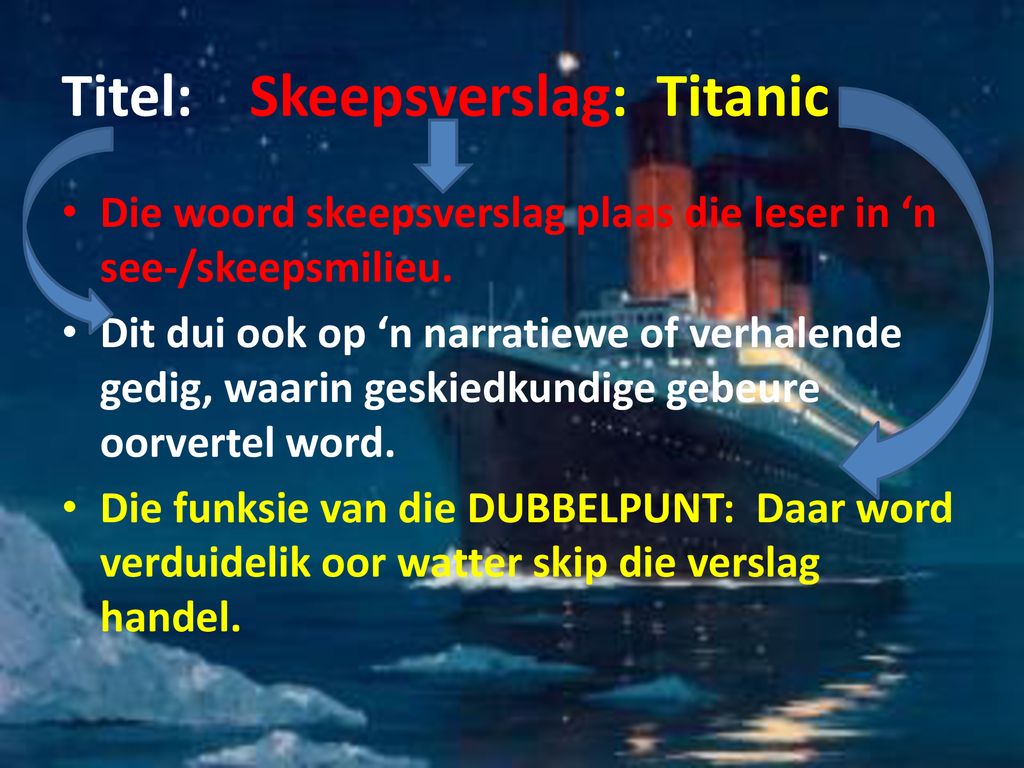 Titel: Skeepsverslag: Titanic