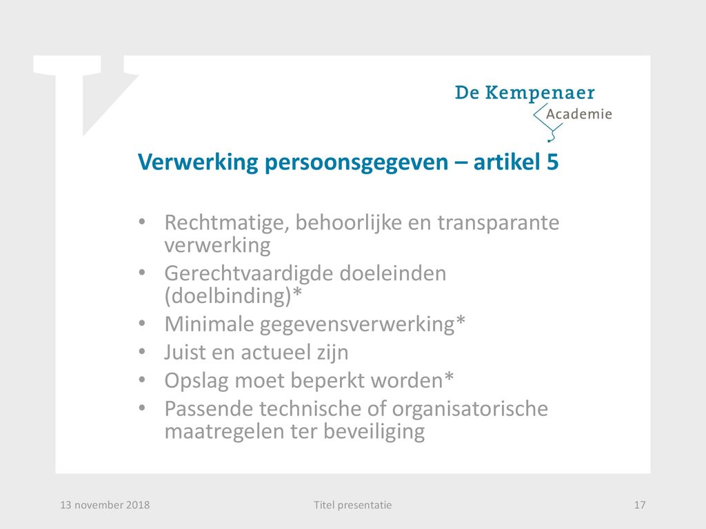 De Algemene Verordening Gegevensverwerking AVG - Ppt Download