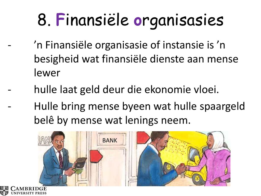 8. Finansiële organisasies