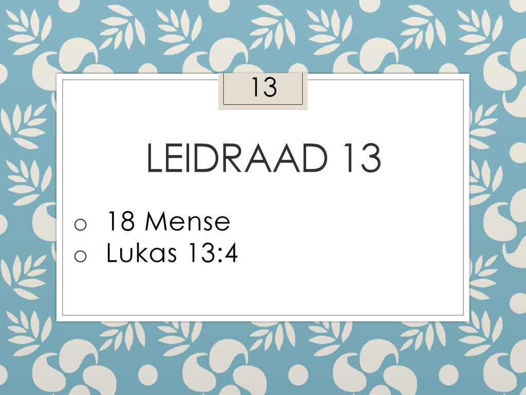 13 Leidraad Mense Lukas 13:4