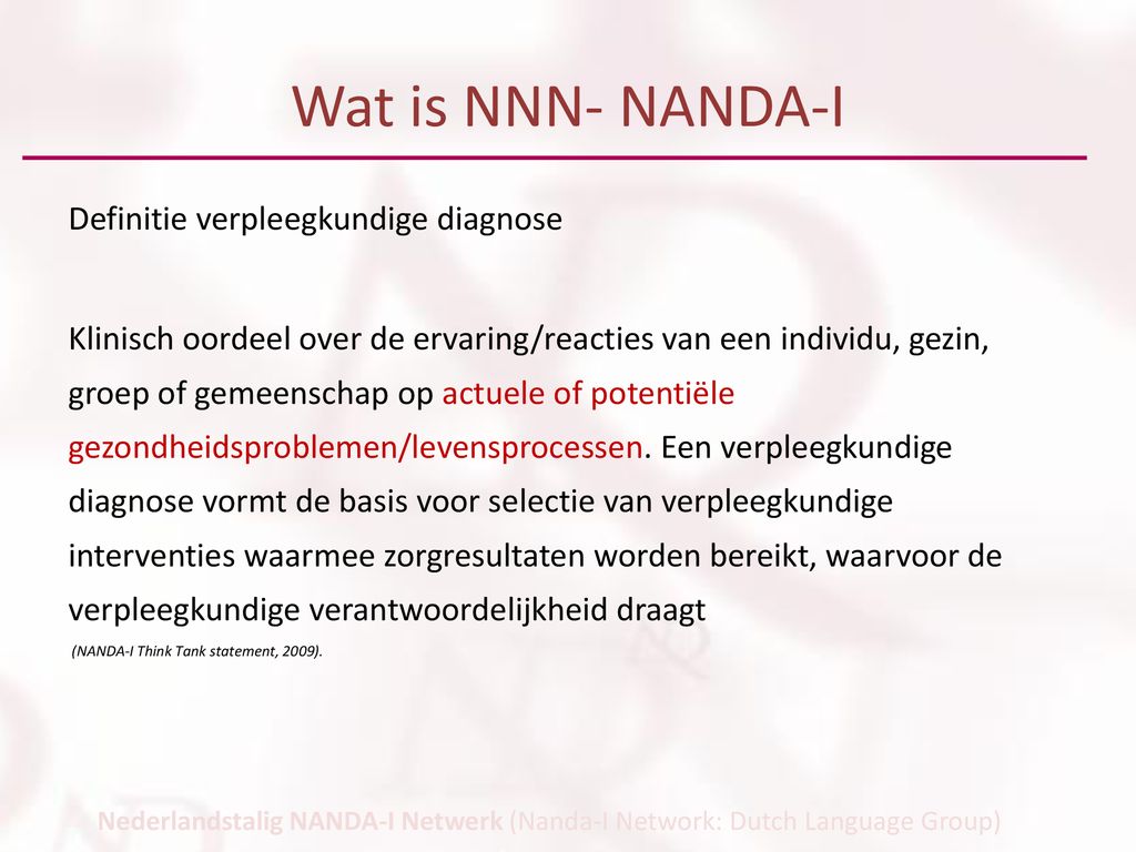 Wat is NNN- NANDA-I Definitie verpleegkundige diagnose