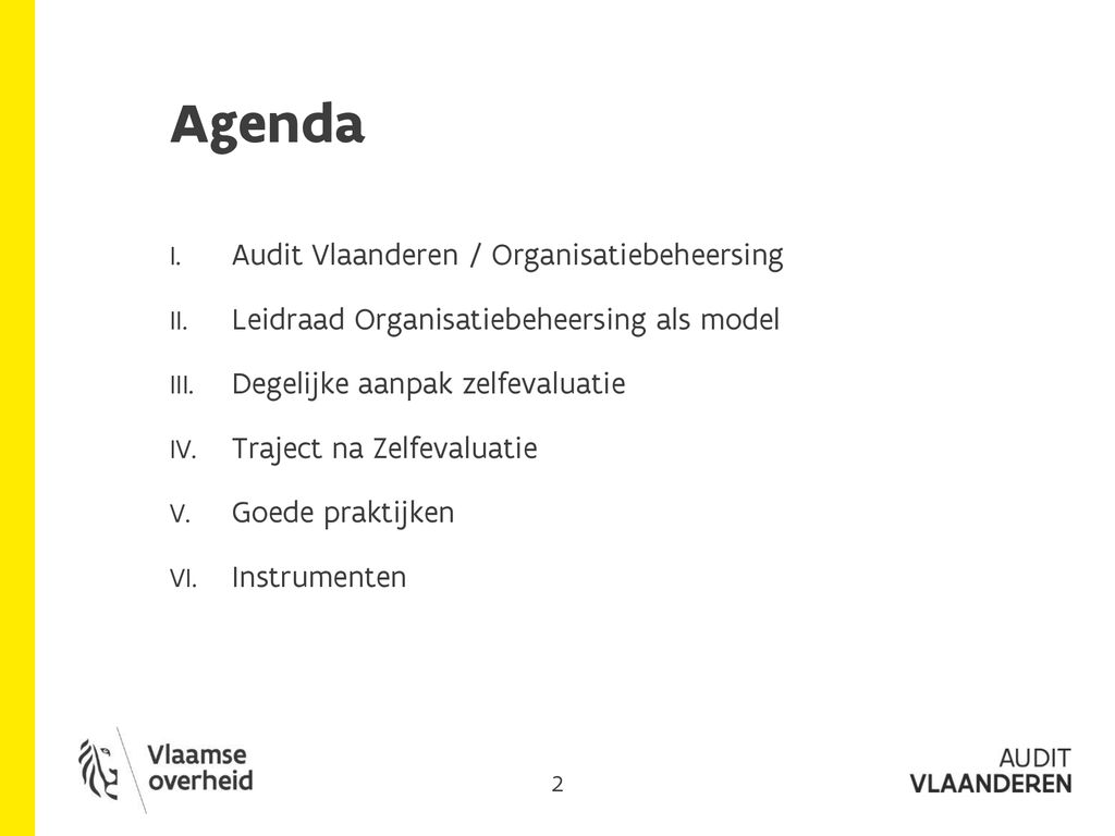 Agenda Audit Vlaanderen / Organisatiebeheersing