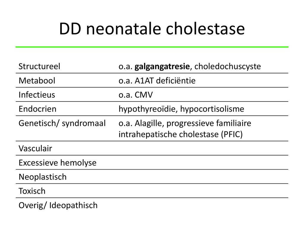 DD neonatale cholestase