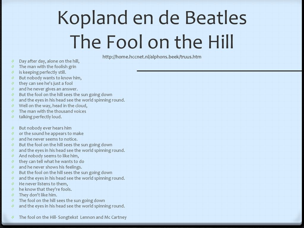 Kopland en de Beatles The Fool on the Hill   hccnet