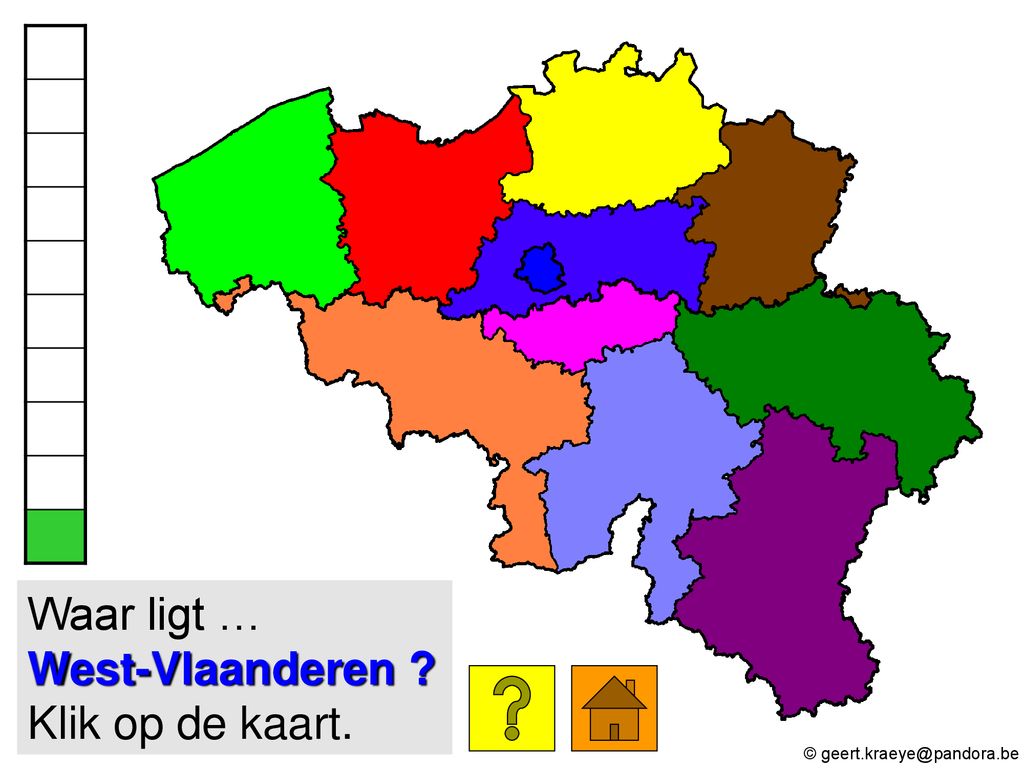 Waar ligt … West-Vlaanderen Klik op de kaart.