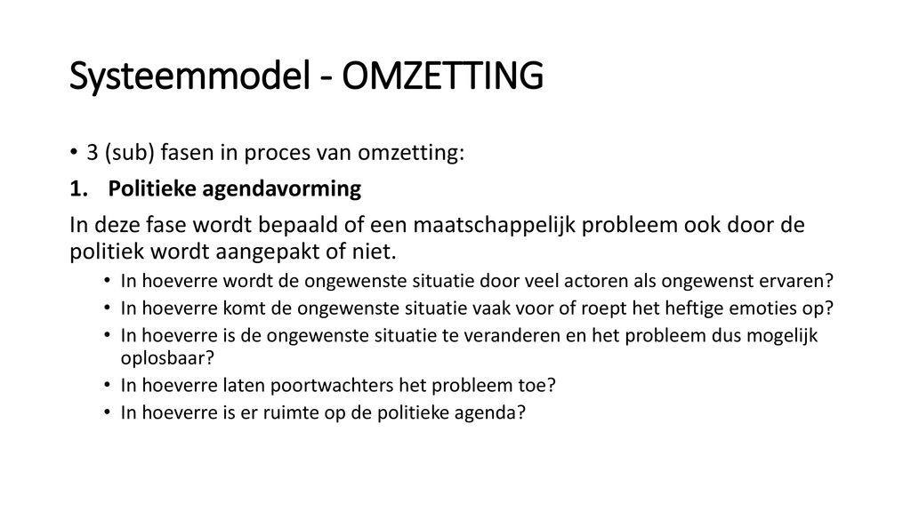 Systeemmodel - OMZETTING