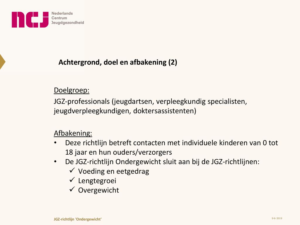 JGZ-richtlijn Ondergewicht - Ppt Download