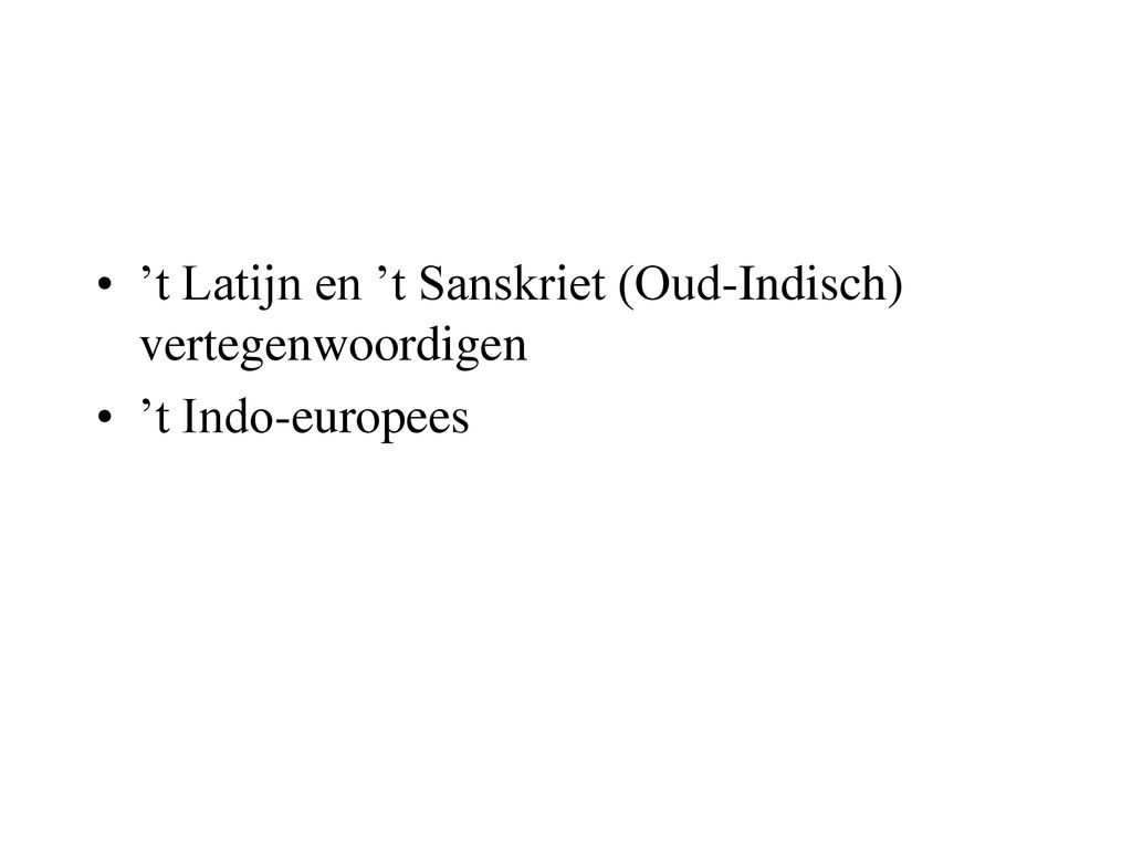 ’t Latijn en ’t Sanskriet (Oud-Indisch) vertegenwoordigen