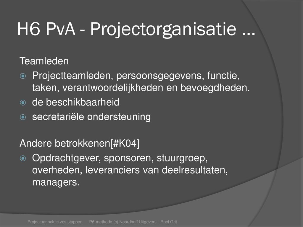 H6 PvA - Projectorganisatie …