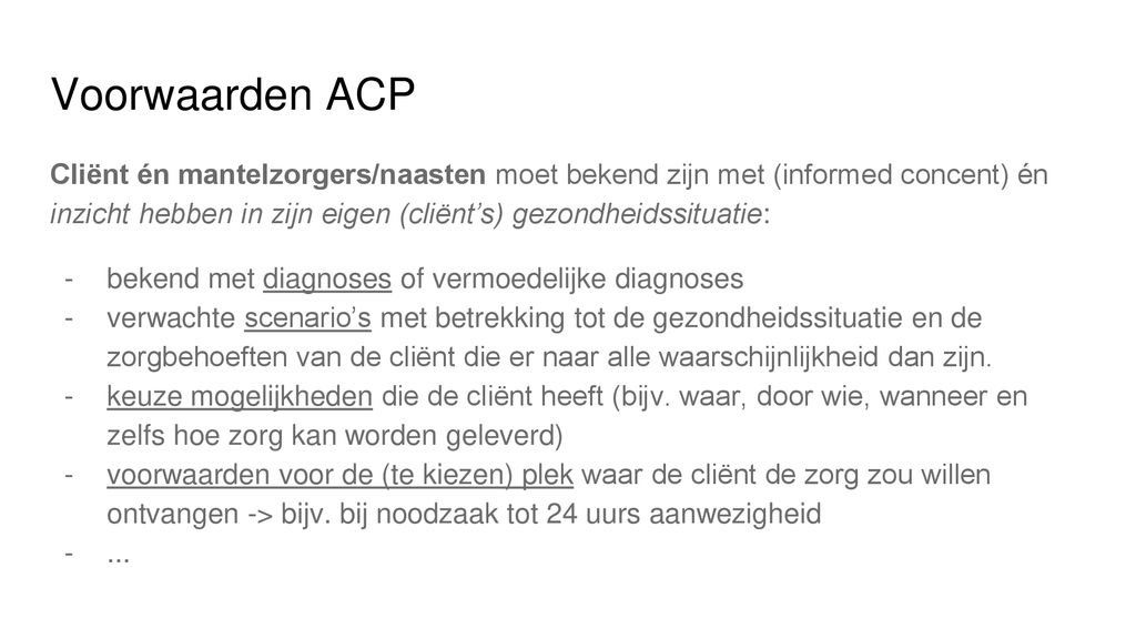Voorwaarden ACP