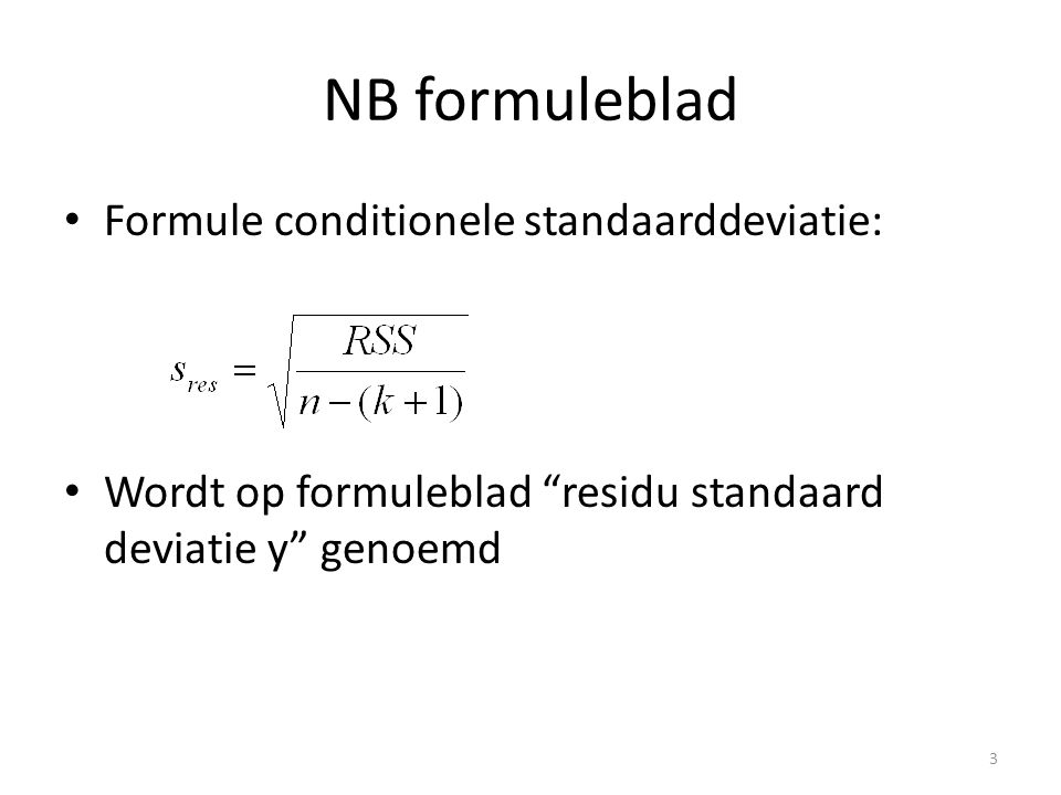 NB formuleblad Formule conditionele standaarddeviatie: