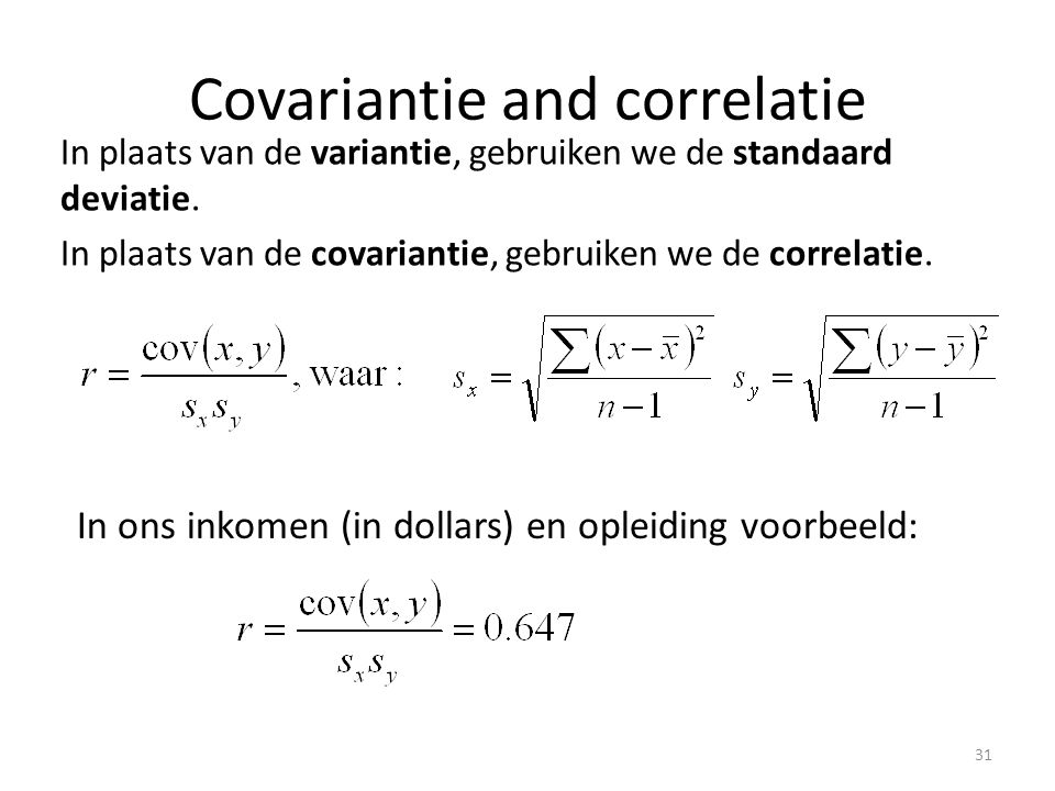 Covariantie and correlatie