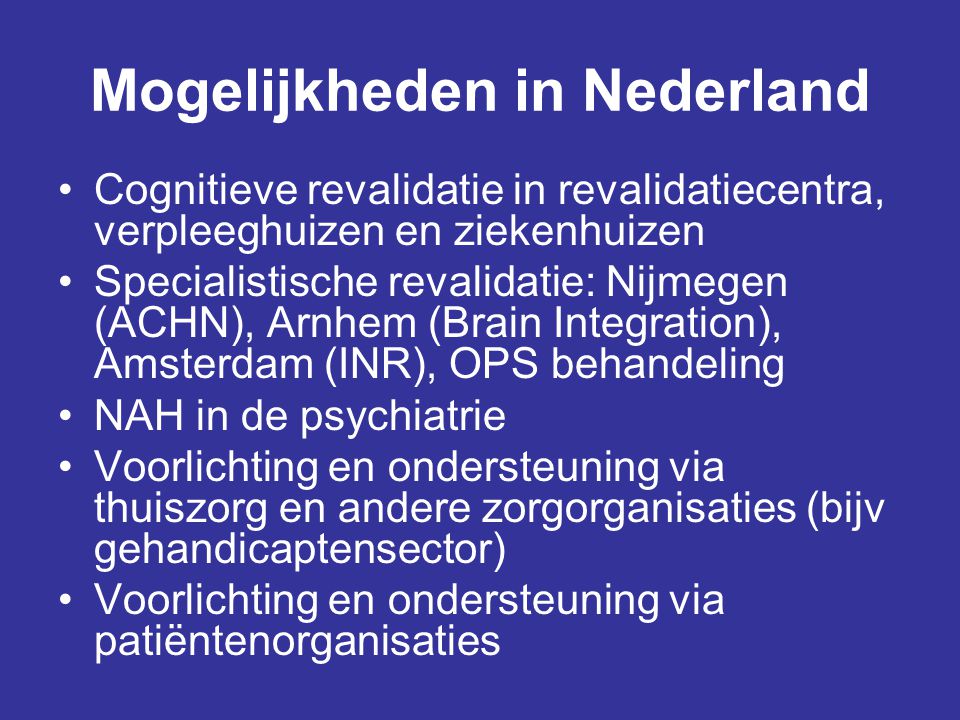 Mogelijkheden in Nederland