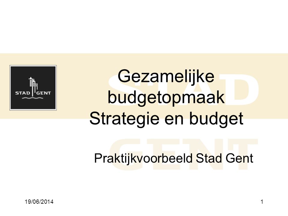 Gezamelijke budgetopmaak Strategie en budget