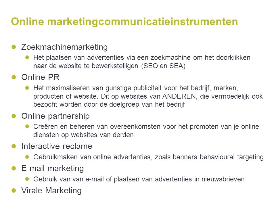 Online marketingcommunicatieinstrumenten