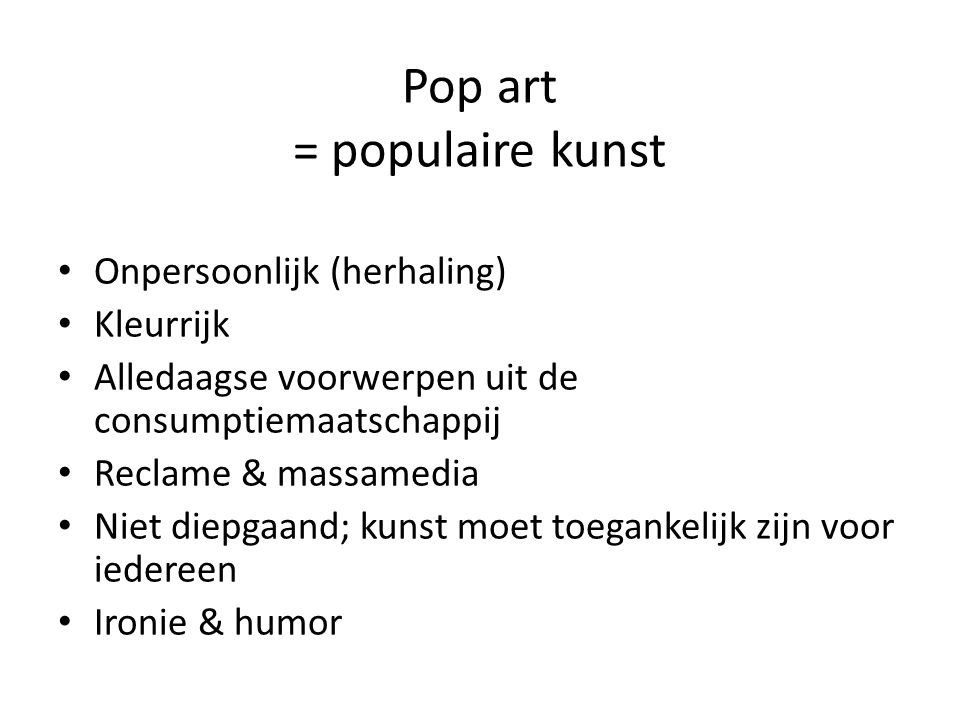 Pop art = populaire kunst