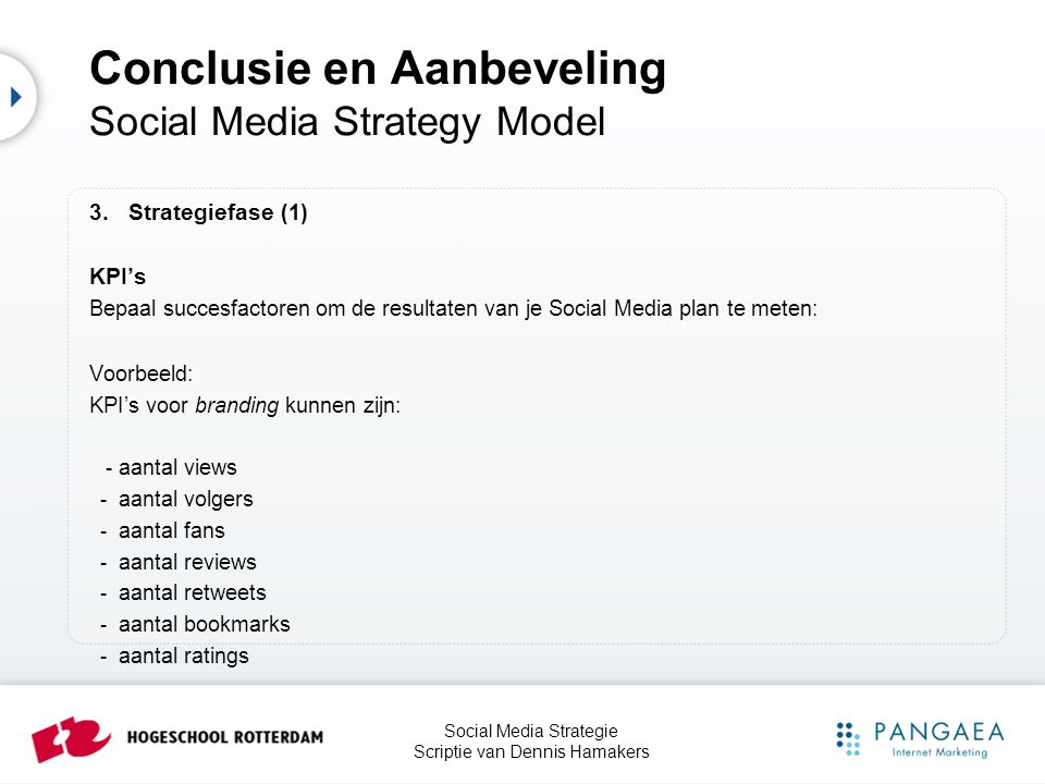 Conclusie en Aanbeveling Social Media Strategy Model