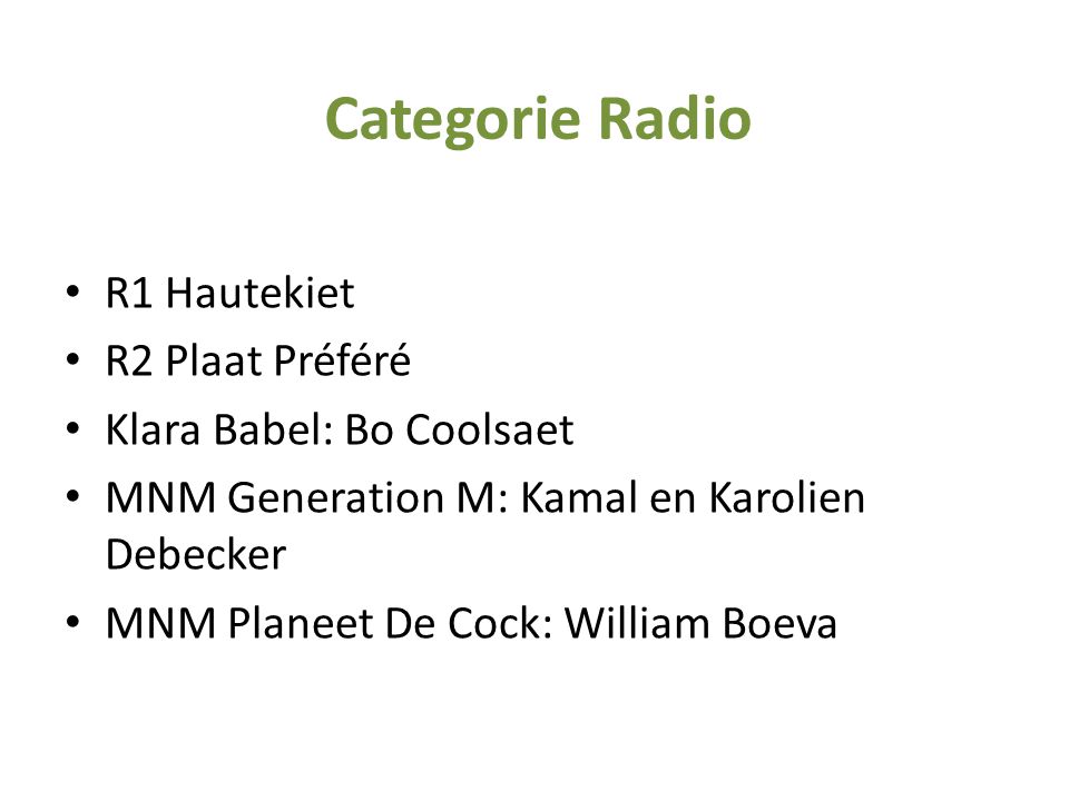 Categorie Radio R1 Hautekiet R2 Plaat Préféré Klara Babel: Bo Coolsaet