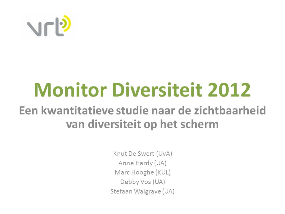 Monitor Diversiteit 2012 Een kwantitatieve studie naar de zichtbaarheid van diversiteit op het scherm.