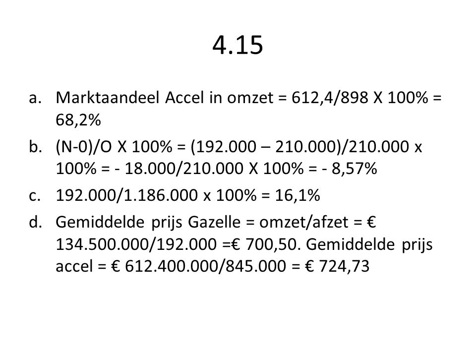 4.15 Marktaandeel Accel in omzet = 612,4/898 X 100% = 68,2%