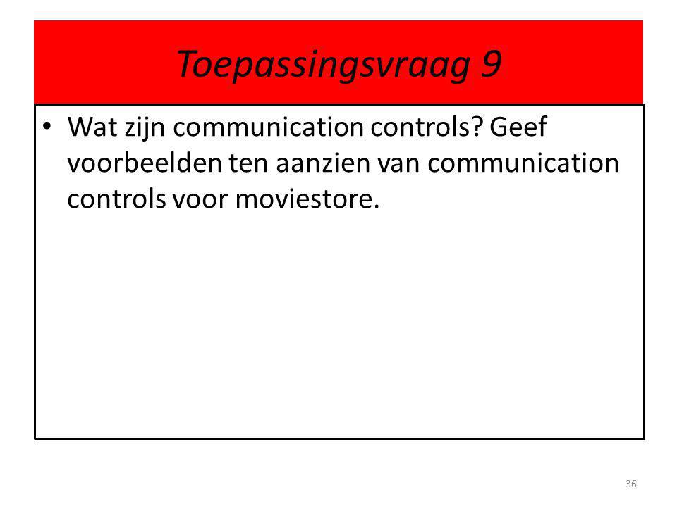 Toepassingsvraag 9 Wat zijn communication controls.