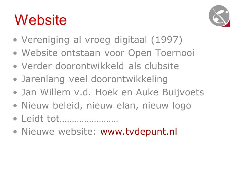Website Vereniging al vroeg digitaal (1997)