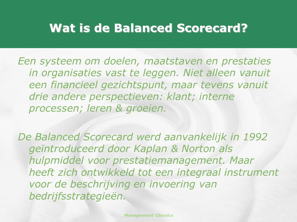 Wat is de Balanced Scorecard