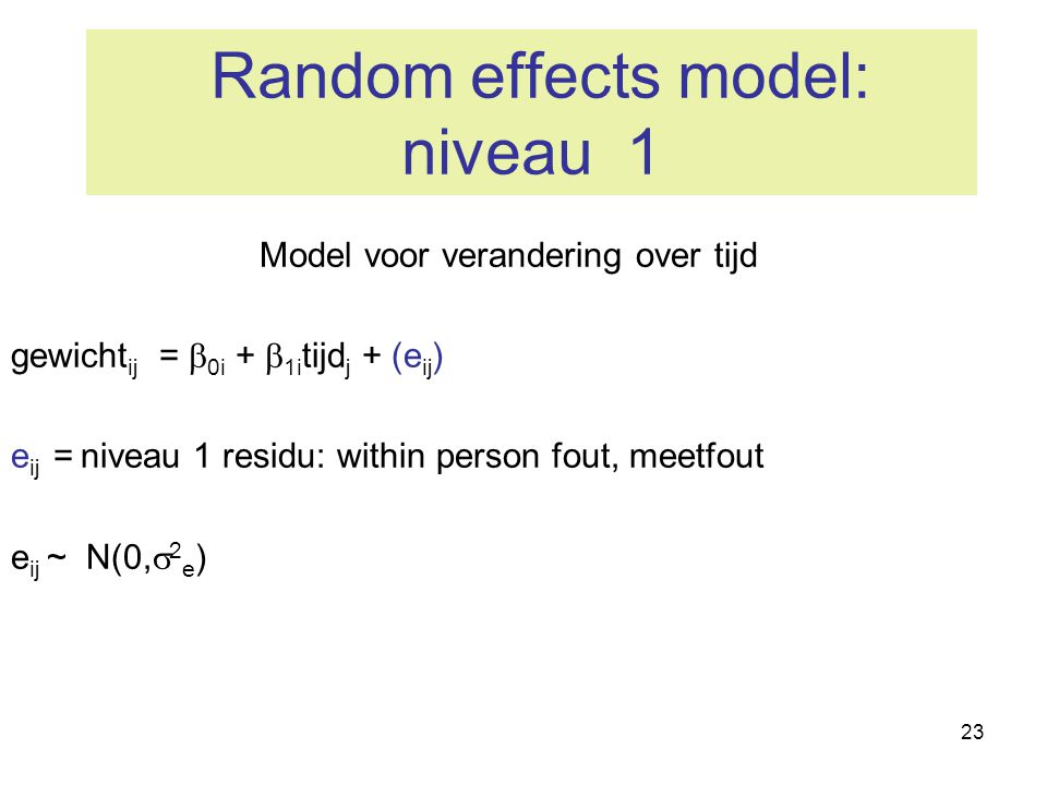 Random effects model: niveau 1
