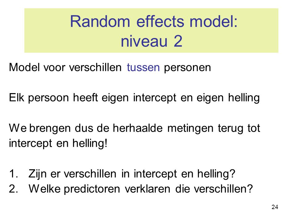 Random effects model: niveau 2