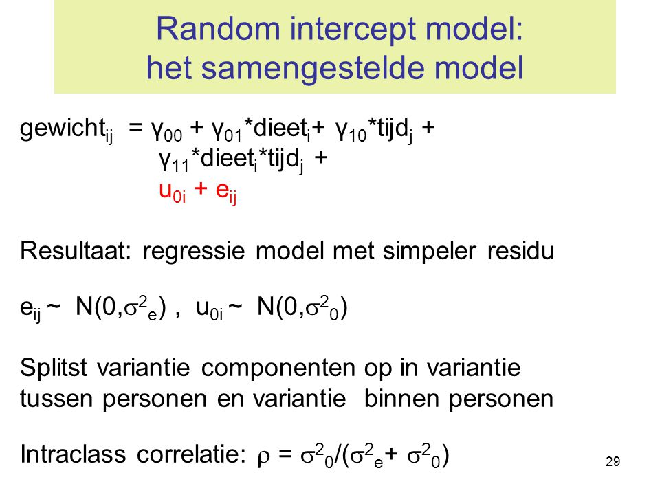 Random intercept model: het samengestelde model