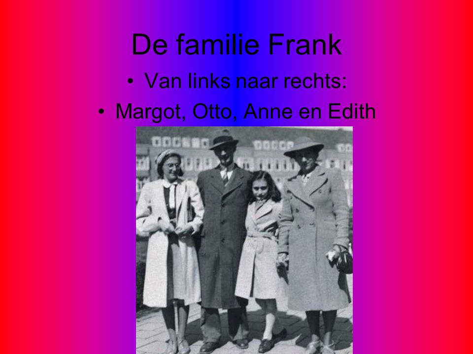 Margot, Otto, Anne en Edith