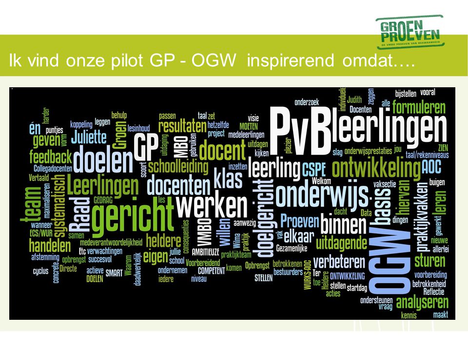 Ik vind onze pilot GP - OGW inspirerend omdat….