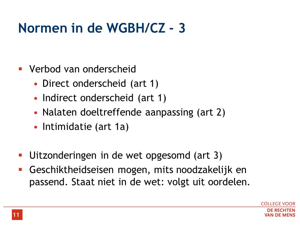 Normen in de WGBH/CZ - 3 Verbod van onderscheid