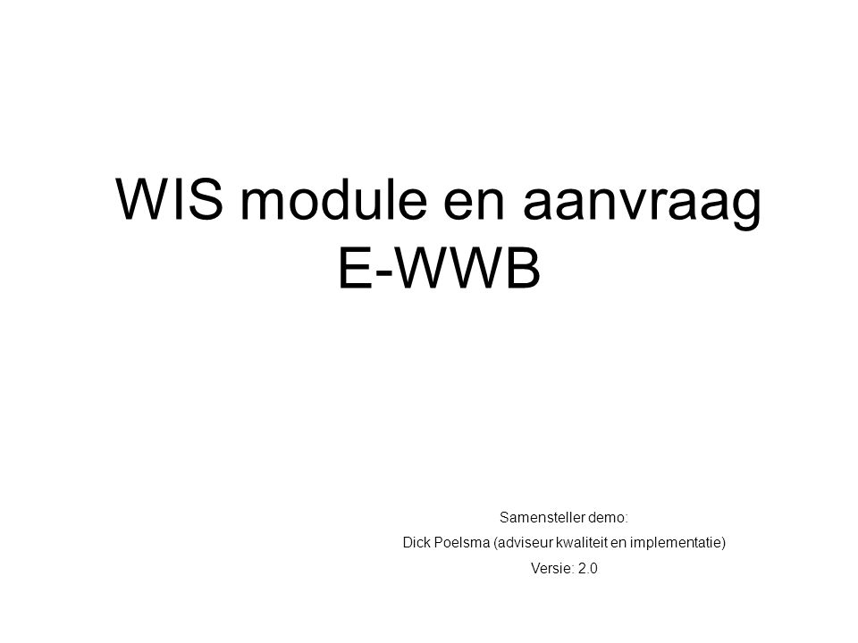 WIS module en aanvraag E-WWB