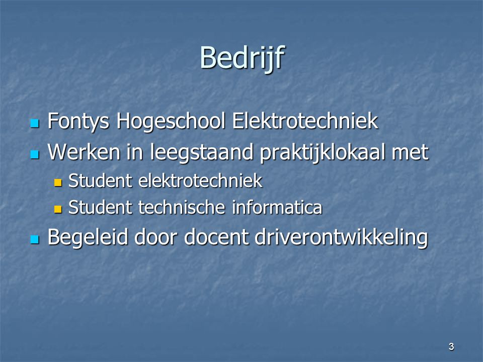 Bedrijf Fontys Hogeschool Elektrotechniek