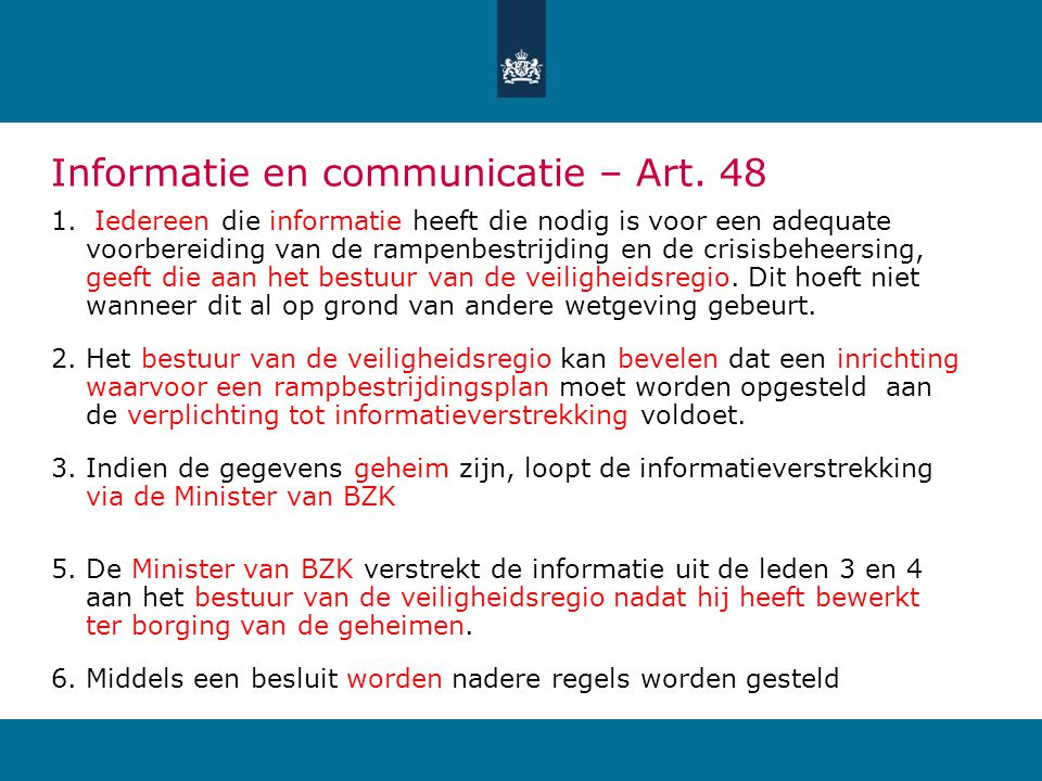 Informatie en communicatie – Art. 48