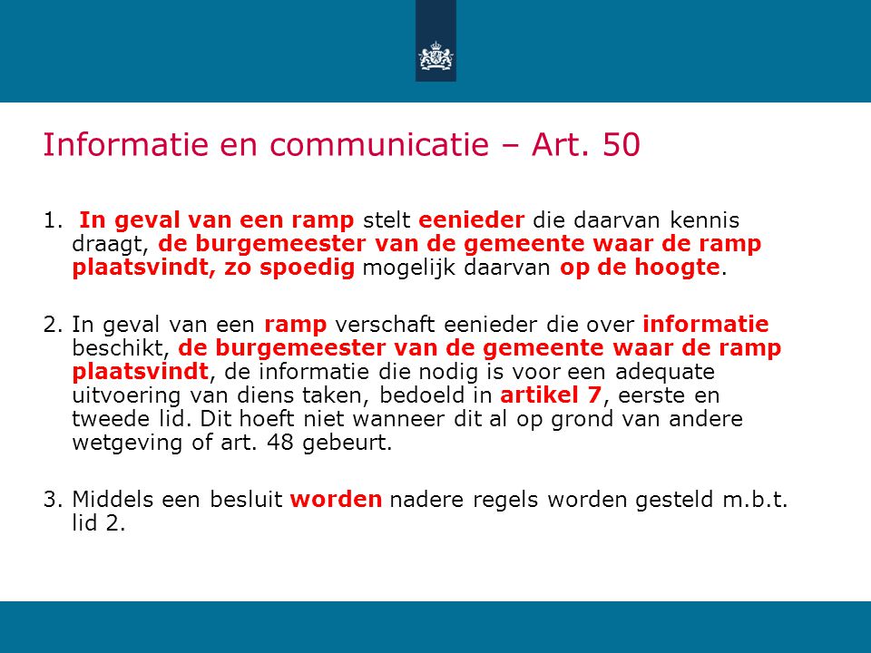 Informatie en communicatie – Art. 50