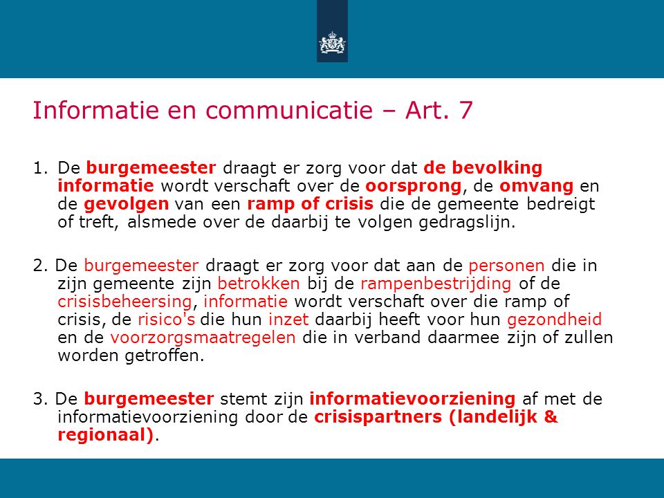 Informatie en communicatie – Art. 7