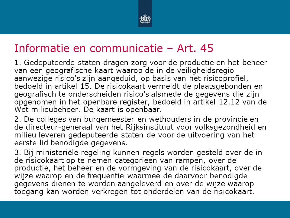 Informatie en communicatie – Art. 45
