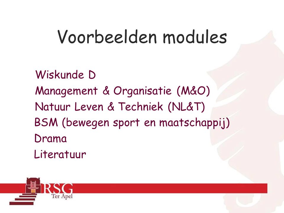Voorbeelden modules Wiskunde D Management & Organisatie (M&O)
