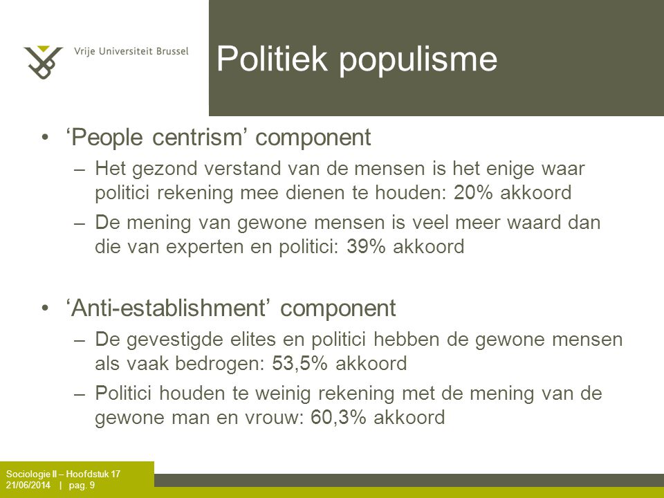 Politiek populisme ‘People centrism’ component