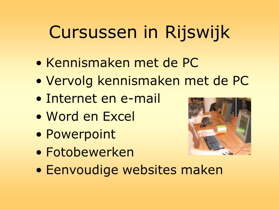 Cursussen in Rijswijk Kennismaken met de PC