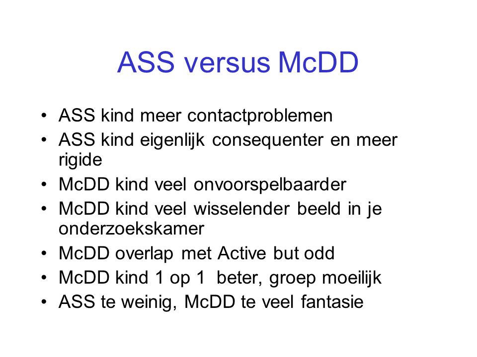 ASS versus McDD ASS kind meer contactproblemen