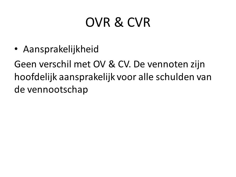 OVR & CVR Aansprakelijkheid