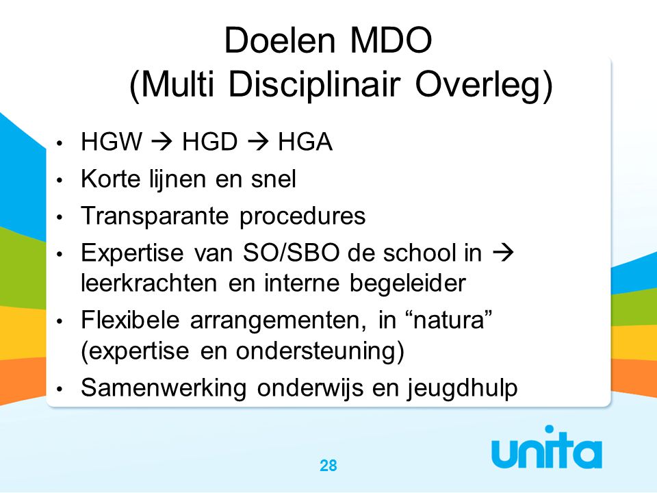 Doelen MDO (Multi Disciplinair Overleg)