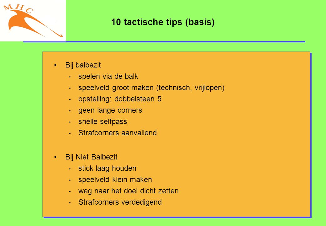 10 tactische tips (basis)