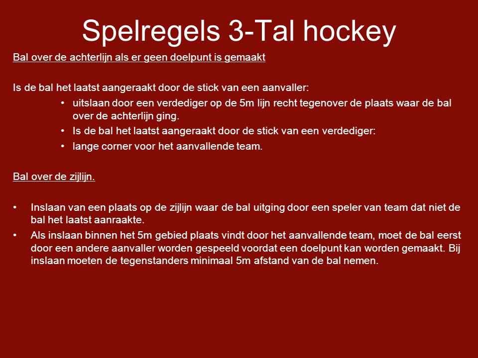 Spelregels 3-Tal hockey