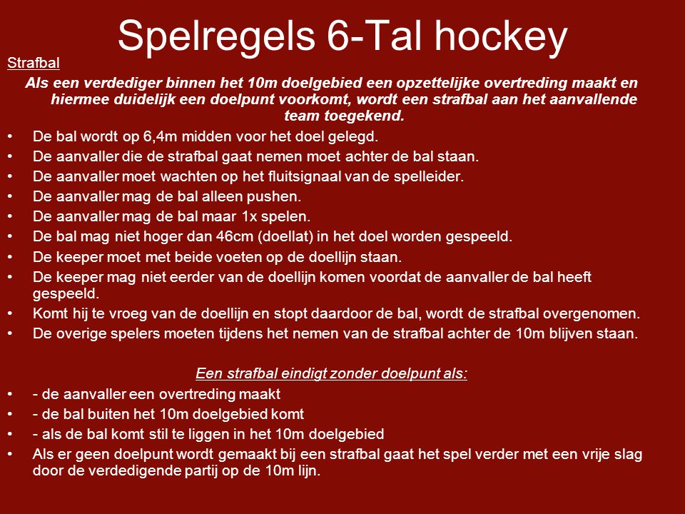 Spelregels 6-Tal hockey
